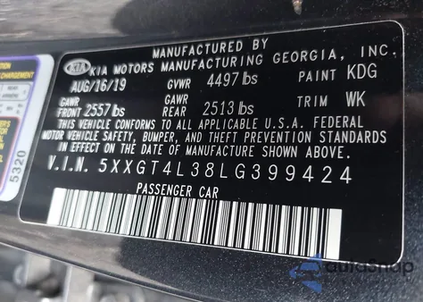 2020 Kia Optima S from USA, damaged, VIN 5XXGT4L38LG399424